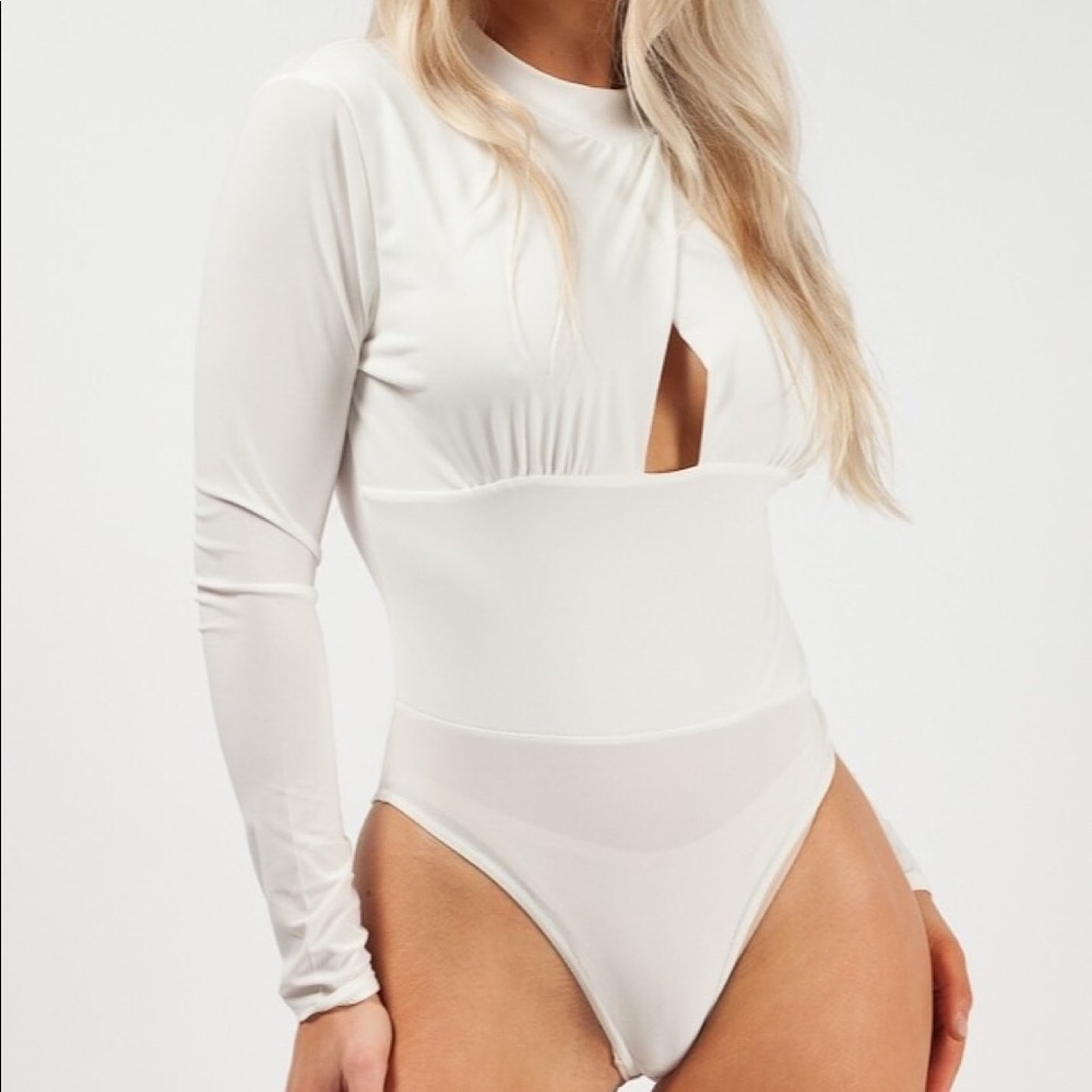 Cream Wrap Cut Out Bodysuit